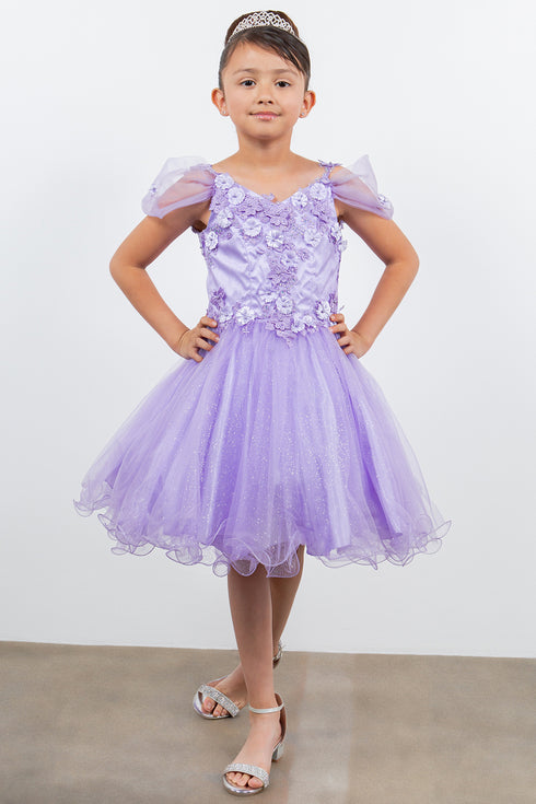 Girls 3D Flower Corset Body Flower Shoulder Strap Gown 4-16