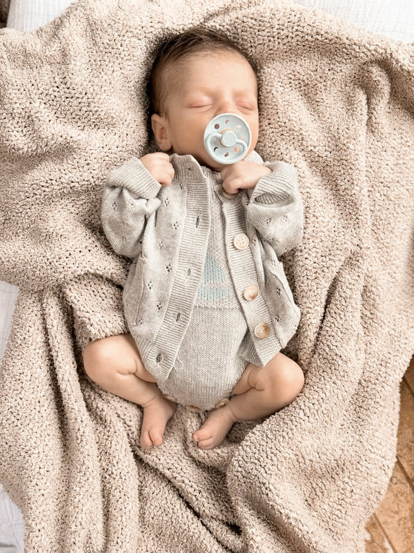 luna-luca-pointelle-cardigan-heather-gray Luna and Luca Newborn Baby Clothes