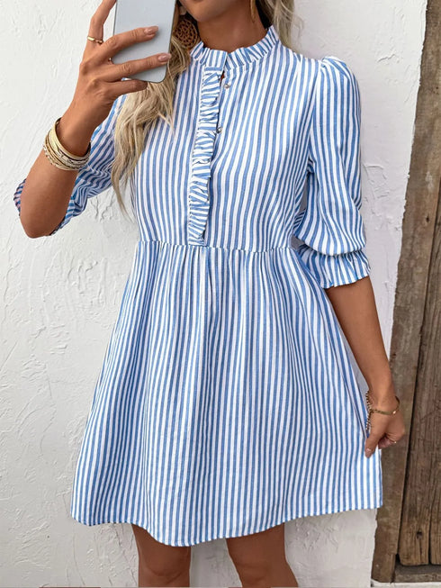 striped-half-sleeve-mini-shirt-dress OhSoStyled - Sophia's Style in -5