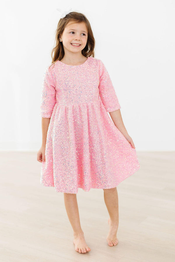 bubblegum-pink-sequin-dress Mila & Rose - Sophia's Style-Bubblegum Pink Sequin Dress-2T--1