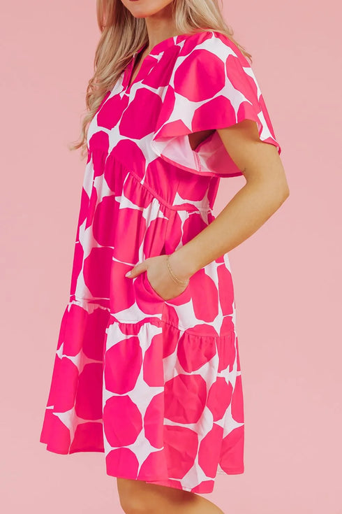 contrast-notched-flutter-sleeve-dress OhSoStyled - Sophia's Style in Strawberry-4