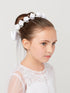 Girls White Flower Rhinestone Pearl Embellished Stylish Special Occasion Crown