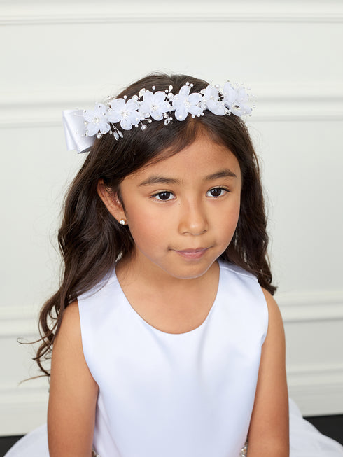 Girls Floral Details Pearl Accents Special Occasion Crown