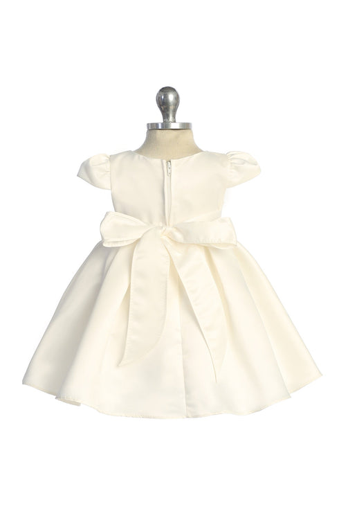 Kids Dream - Vestido plisado con manga casquillo clásico color marfil para niñas de 6 a 24 meses