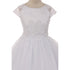 Rain Kids Big Girls White Satin Lace Junior Bridesmaid Communion Dress 7-20 - SophiasStyle.com