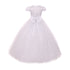 Rain Kids Big Girls White Pearl Sequin Accent Satin Tulle Communion Dress 7-18 - SophiasStyle.com