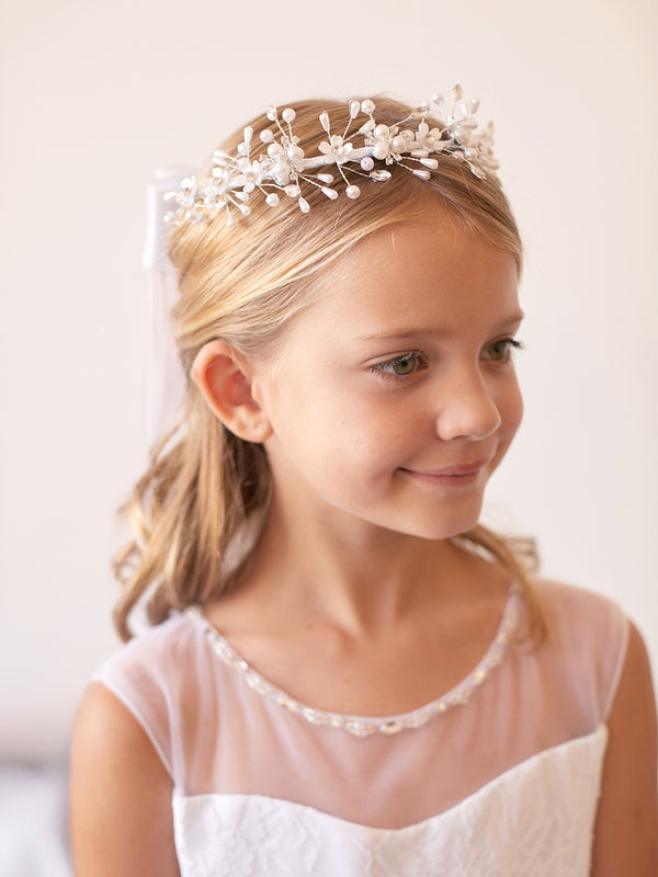 Delicate Pearl and Floral Flower Crown for Girls
