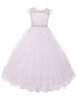 Rain Kids Big Girls White Illusion Beaded Lace Tulle Communion Dress 7-20 - SophiasStyle.com