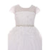 Rain Kids Big Girls White Illusion Beaded Lace Tulle Communion Dress 7-20 - SophiasStyle.com