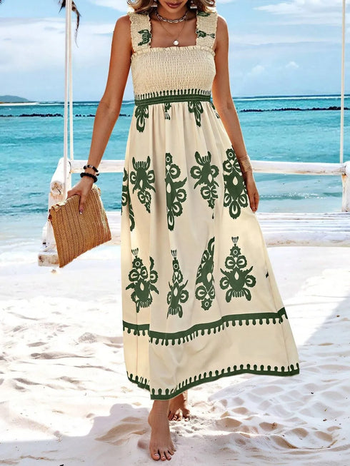 smocked-printed-wide-strap-maxi-dress OhSoStyled - Sophia's Style in Moss-13