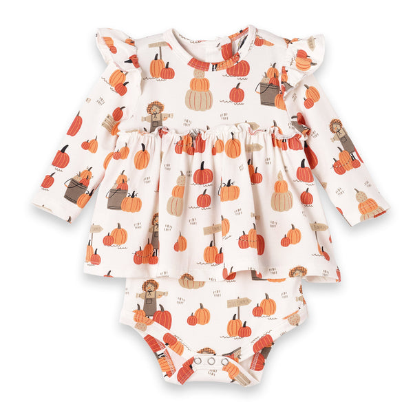 pumpkin-patch-skirted-bodysuit-bamboo-fall-baby-outfit Sophia's StyleBaby Girl Clothes-1