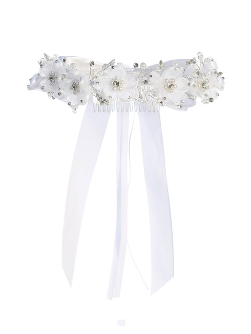 White Floral Pearl Flower Crown for Girls