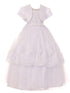 Big Girls White Pearl Sequin Floral Lace Tulle Satin Bolero Communion Dress 7-20 - SophiasStyle.com