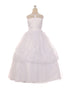 Big Girls White Pearl Sequin Floral Lace Tulle Satin Bolero Communion Dress 7-20 - SophiasStyle.com