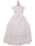 Big Girls White Sequin Beaded Cap Sleeves Satin Tulle Communion Dress 7-20 - SophiasStyle.com