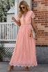 scalloped-trim-lace-plunge-dress Sophia's Trends - Sophia's Style-Peach-2XL