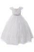 Rainkids Girls White Beaded Lace Cap Sleeve Plus Size Communion Dress 7.5-20.5 - SophiasStyle.com