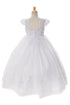Rainkids Girls White Beaded Lace Cap Sleeve Plus Size Communion Dress 7.5-20.5 - SophiasStyle.com