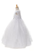 Rainkids Girls White Beaded Lace Cap Sleeve Plus Size Communion Dress 7.5-20.5 - SophiasStyle.com