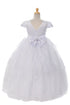 Rainkids Girls White Cap Sleeve Beaded Trim Plus Size Communion Dress 7.5-20.5 - SophiasStyle.com