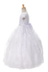 Rainkids Girls White Cap Sleeve Beaded Trim Plus Size Communion Dress 7.5-20.5 - SophiasStyle.com
