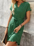 notched-short-sleeve-tie-waist-dress-Sophia's Style-1