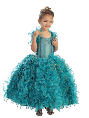 Girls Bolero Vest Ruffled Pageant Dress, Sizes 2-12