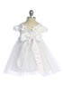 Baby Girls Flutter Sleeve Floral Applique Flower Girl Dress 3-24 Months