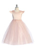 Big Girls Flutter Sleeve Floral Applique Junior Bridesmaid Dress, Sizes 16.5-20.5