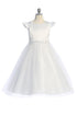 Big Girls Flutter Sleeve Floral Applique Junior Bridesmaid Dress 16.5-20.5