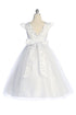 Big Girls Flutter Sleeve Floral Applique Junior Bridesmaid Dress 16.5-20.5