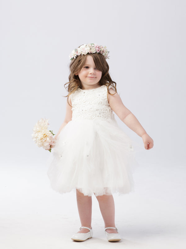 Girls Floral Lace Bodice with Tulle Skirt Dress, Sizes 2-10