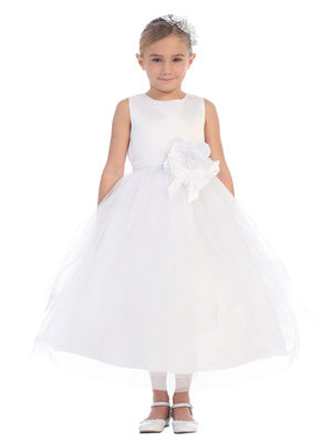 Girls Floral Embellishment Waist Special Occasion Dress, Sizes 2-12