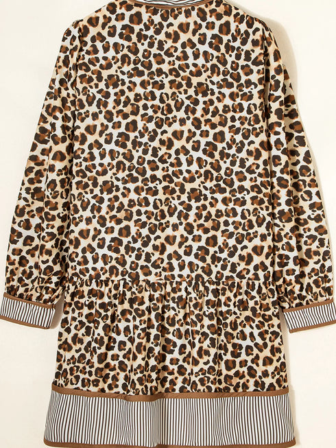 leopard-print-striped-patchwork-3-4-sleeve-loose-mini-dress-OhSoStyled-Sophia's-Style-4