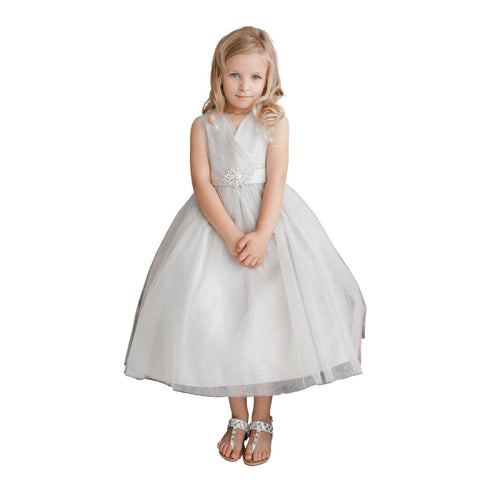 Girls Satin Sash Pleated Tulle Junior Bridesmaid Dress 2-16