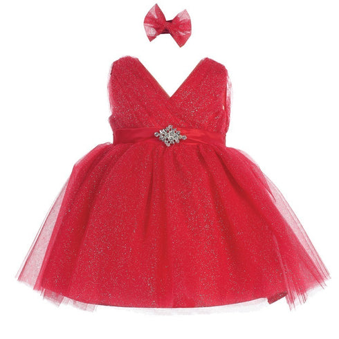 Baby Girls Satin Sash Pleated Tulle Flower Girl Dress 6-24M