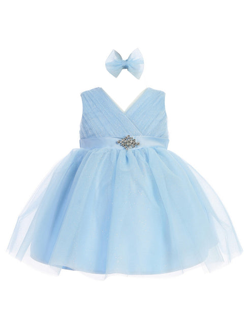Baby Girls Satin Sash Pleated Tulle Flower Girl Dress 6-24M
