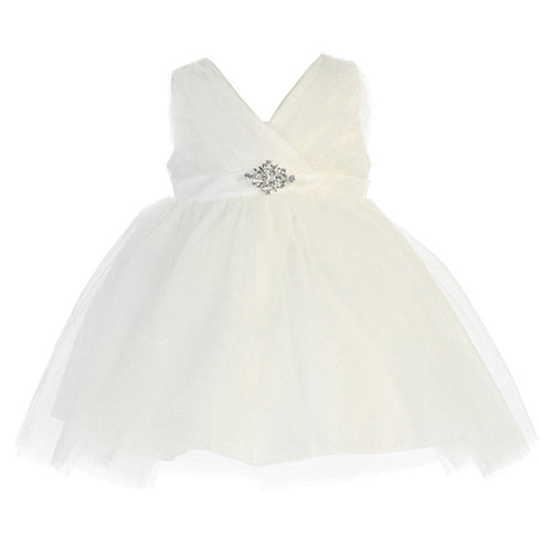 Baby Girls Satin Sash Pleated Tulle Flower Girl Dress 6-24M