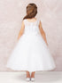 Tip Top Kids Girls White Lace Applique Illusion Neckline Special Occasion Dress, Sizes 2-18 - SophiasStyle.com