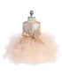 Baby Girls Metallic Glitter Layered Tulle Flower Girl Dress 6-24M