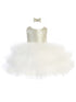 Baby Girls Metallic Glitter Layered Tulle Flower Girl Dress 6-24M