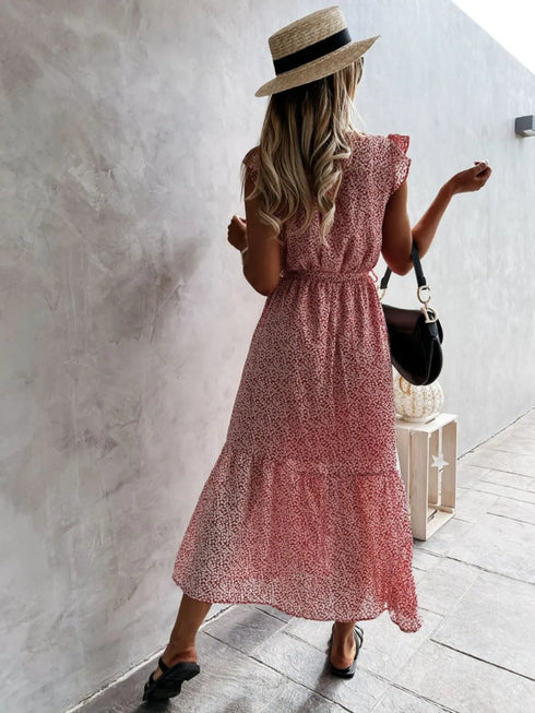 ruffled-surplice-printed-cap-sleeve-dress OhSoStyled at Sophia's Style-3