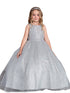Girls Sparkling Full Length Dress with Tail and Large Bow Accent 2-12