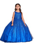 Girls Sparkling Full Length Dress with Tail and Large Bow Accent 2-12