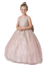 Girls Sparkling Full Length Dress with Tail and Large Bow Accent 2-12