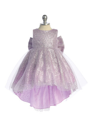 Baby Girls Sparkling Full Length Dress with Tail and Large Bow Accent 6-24 Months