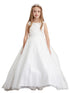 Girls Sparkling Full Length Dress with Tail and Large Bow Accent 2-12