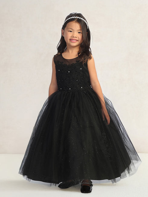 Girls Illusion Sweetheart Neckline Lace Special Occasion Dress, Sizes 2-18