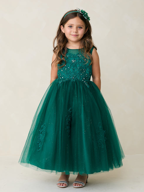 Girls Illusion Sweetheart Neckline Lace Special Occasion Dress, Sizes 2-18