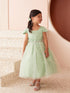 Girls Multi Color Square Neckline Cap Sleeve Flower Girl Dress 2-12